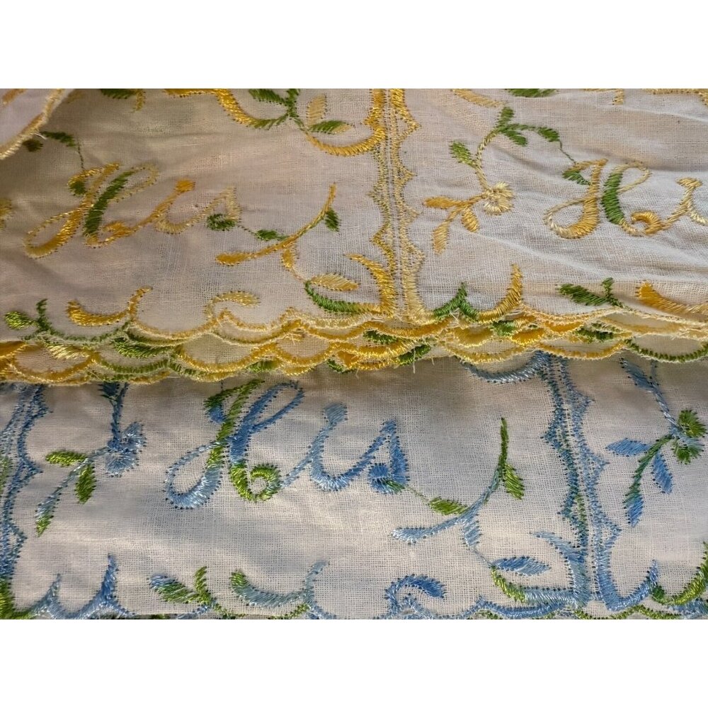 Vintage Union City Embroidery 3" Trim Yellow/green  108" & Blue/Green 144" "HIS" - Picture 3 of 3